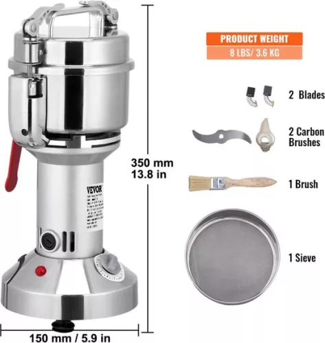 merkloos Grinder Electric Grain Mill 300g Grinding Machine 1900W Multifunctional Kitchen Grinder Flour Powder Machine Timing Dry Mill (6097712638601)