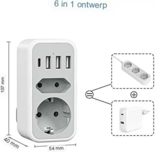 merkloos Travel Plug Type G - World Plug - Ideal for England and Similar Connections (8721085199190)