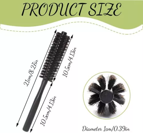 merkloos Small round hair dryer brush - curling brush for hair - 1 piece - black - wild boar bristles (9509358936470)