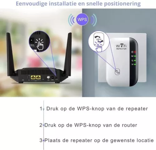 merkloos Wifi Booster Socket - Wifi Socket 300 Mbit/s - Wifi Repeater - Internet Booster - Wifi Extender (6151131756763)