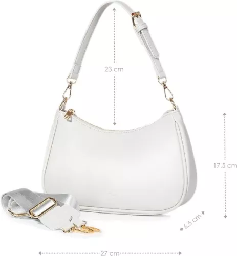 merkloos shoulder bag for women, with 2 interchangeable shoulder straps, practical crossbody bag with wide strap, or elegant Y2K shoulder bag for women with narrow strap (4800437222008)