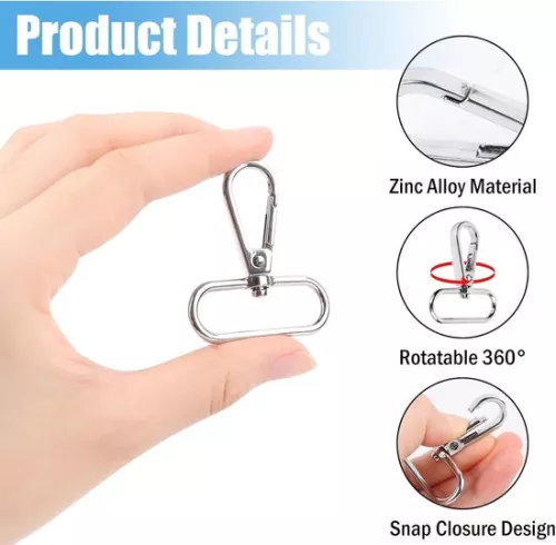 unbranded Carabiner D-rings - 20 pieces - silver - 38 mm (9502126313947)