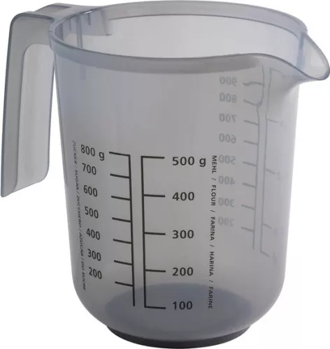merkloos Mixing cup with lid - measuring cup for liquids sugar flour - 1 liter - Ø 125 cm - 16 cm - dishwasher safe - French gray (8785306018172)