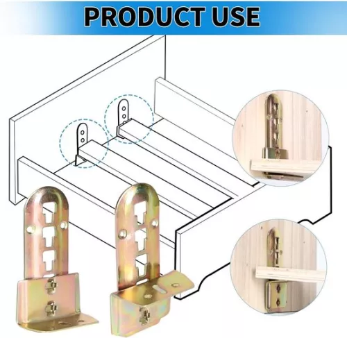 merkloos Bed Connectors - Set of 8 for Slatted Base - Adjustable Metal Holder with Locks (6152323664668)