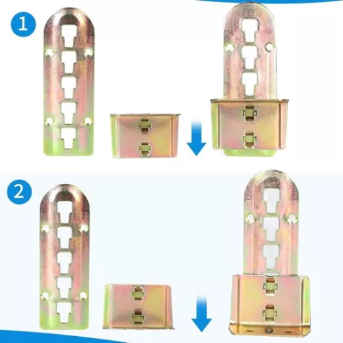 merkloos Bed Connectors - Set of 8 for Slatted Base - Adjustable Metal Holder with Locks (6152323664668)