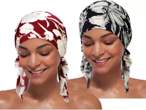 2 Pieces Chemo Hat Turban Beanie Pre-tied Headwear for Women - Content added