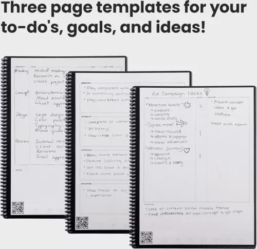 merkloos Reusable digital notebook - smart notepad A4 black - to-do list diary - weekly and monthly planner - Frixion erasable pen - office gadget - Fusion (8785303872036)