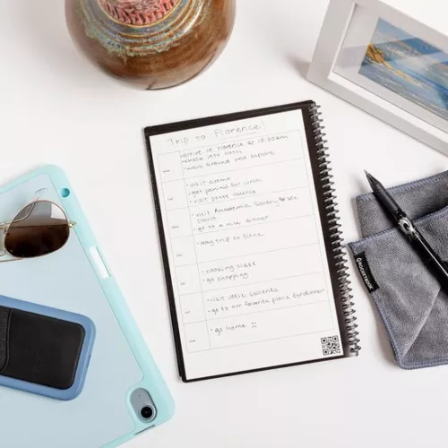 merkloos Reusable digital notebook - smart notepad A4 black - to-do list diary - weekly and monthly planner - Frixion erasable pen - office gadget - Fusion (8785303872036)