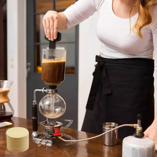 merkloos 400pcs Round Coffee Filter Paper 58mm Unbleached Disposable Espresso Paper Filters for Coffee Makers Home Cafe Brown (6151833515538)