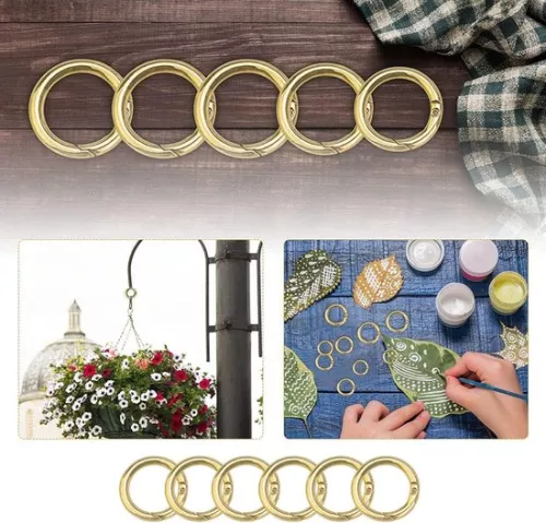 unbranded Round Carabiner - Keychains and Bags - 24 Pieces - Gold - Zinc Alloy (9505396897278)