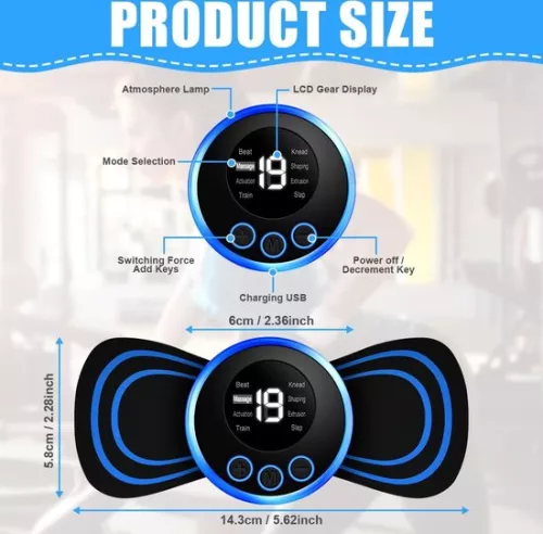 merkloos Mini Neck Massager, Portable Massager, Mini Neck Massager, 8 Modes, 19 Positions, EMS Massager, Portable Electric Mini Massage, 4 Massage Cushions (8721284431206)