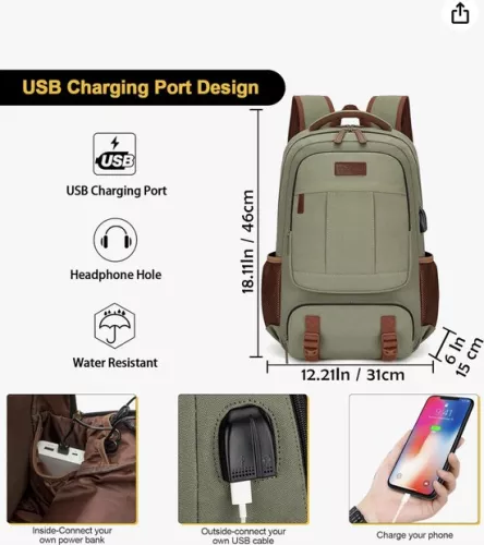 merkloos Laptop Backpack, School Backpack for Men Women, Anti-Theft Travel Backpack, Durable Computer School Bag Fits 15.6/17.3 Inch Laptop with USB (4800437739018)