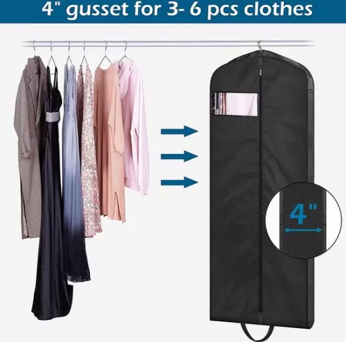 unbranded 165cm Long Dress Garment Bags for Travel Wedding Dress Garment Covers Waterproof Garment Cover Storage Hanging Clothes Protectors for Dresses, Tuxedos, Jackets, Belts, Pack of 2 (7595980330337)