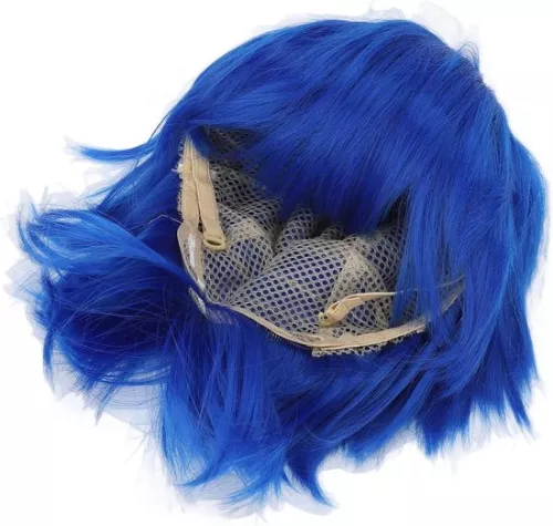 merkloos Short Fluffy Blue Anime Cosplay Party Costume Synthetic Hair Wig . (6151923685653)