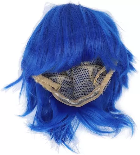 merkloos Short Fluffy Blue Anime Cosplay Party Costume Synthetic Hair Wig . (6151923685653)