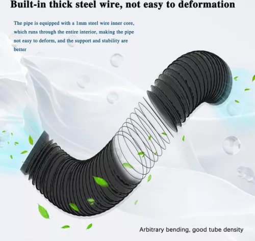 merkloos 125 mm flexible aluminum tube - PVC exhaust hose - flexible air ducts - black aluminum tube - max. length 5 m - for extractor hoods - mobile air conditioners - hydroponics - tube fans (8785299880442)