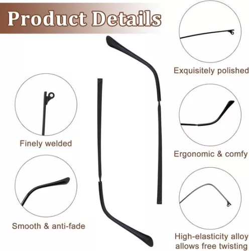 merkloos Replacement Leg Accessories | Eyeglass Temple Arms | Universal Eyewear Repair Frame Temple Replacement with Screwdriver Screw Washer | HTML Content | 4 PCS | 2 Colors . (8785310236388)