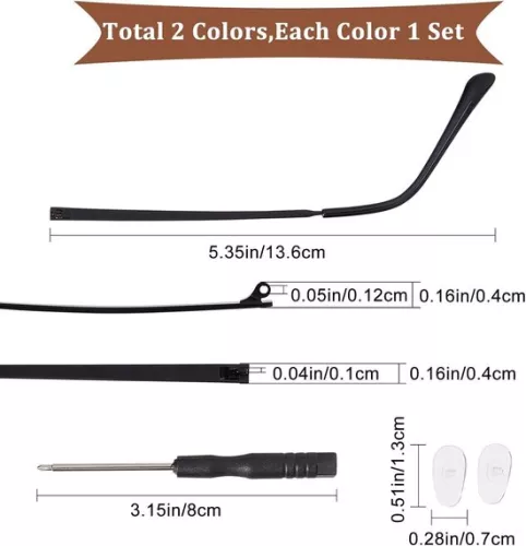 merkloos Replacement Leg Accessories | Eyeglass Temple Arms | Universal Eyewear Repair Frame Temple Replacement with Screwdriver Screw Washer | HTML Content | 4 PCS | 2 Colors . (8785310236388)