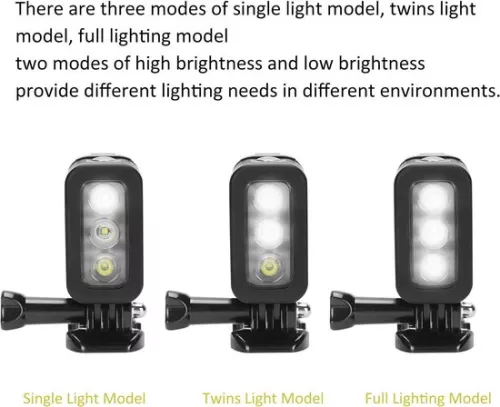 merkloos Waterproof LED Video Light for Cameras - Dimmable Underwater Light - Dive Light - Compatible with GoPro 4 3 2 1 . (8785311195400)