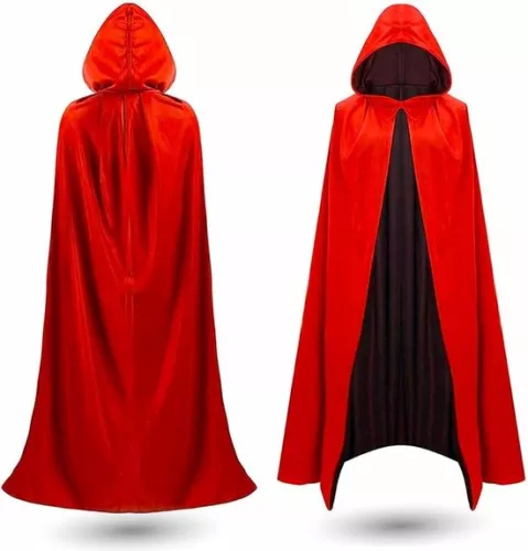 Halloween vampire costume cape - red & black - hooded cape for children & adults - women & men