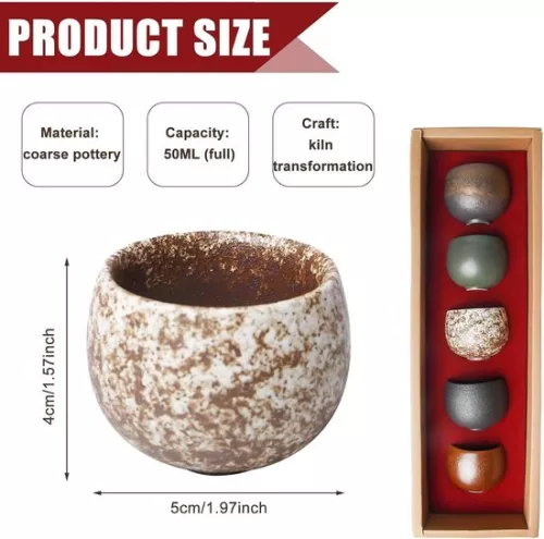 merkloos Espresso cups set of 5 50 ml - thick ceramic - without handle - high-quality earthenware - gift for women and men. (8785310191076)