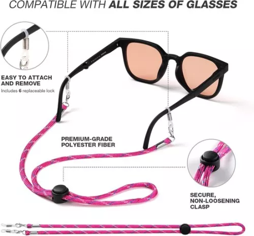 unbranded Glasses Strap - Sporty Glasses Holder - 6 Pieces - Unisex (9501546266536)
