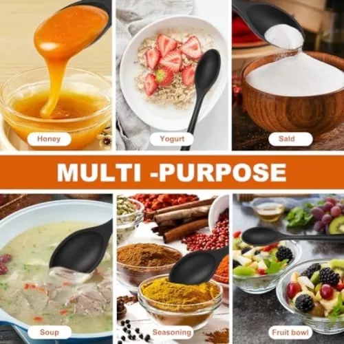 Sans marque Silicone Cooking Spoons Set - 3 Pieces - Non-Stick - 27 cm - Kitchen Stirring Spoon (6151030498436)