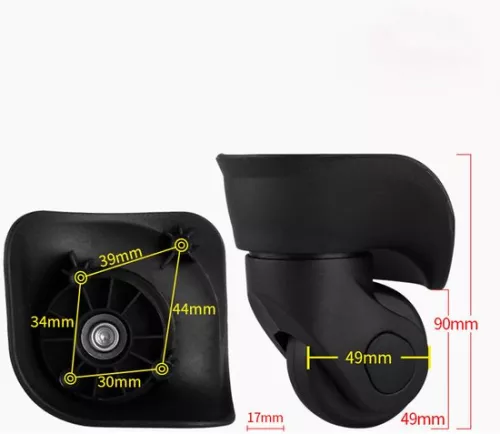 merkloos Pair of universal suitcase wheels, durable rubber, quiet, multi-directional, Suitable for suitcase luggage, spare repair wheels (small black 2 pieces) (9010050846313)