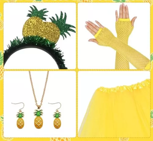 merkloos Tropical Pineapple Outfit - Hair Accessory - Sunglasses - Skirt and Accessories - Carnival (8721085238264)
