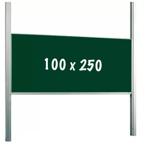 Chalkboard PRO Duffy - Height adjustable - Single-surface board - Schoolboard - Easy assembly - Enamel steel - Green - 100x250cm