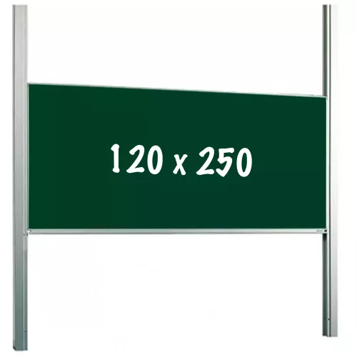 Chalkboard PRO Rashad - Height adjustable - Single-surface board - Schoolboard - Easy assembly - Enamel steel - Green - 120x250cm