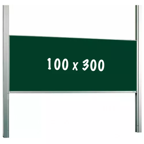 Krijtbord PRO Bradley - In hoogte verstelbaar - Enkelzijdig bord - Schoolbord - Eenvoudige montage - Emaille staal - Groen - 100x300cm