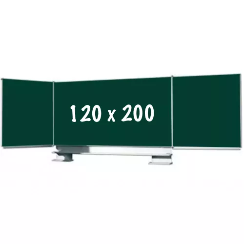 Chalkboard PRO Beltran - Sliding mechanism - Five-sided board - Schoolboard - Easy assembly - Enamel steel - Green - 120x200cm