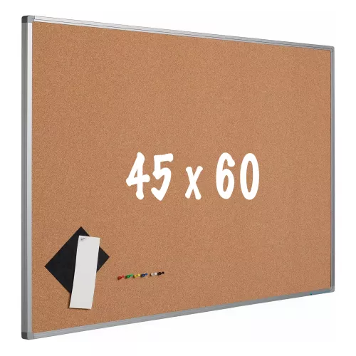 Bulletin board cork PRO Ingrid - Aluminum frame - Easy assemble - Drawing pins - Pinboards - 45x60cm