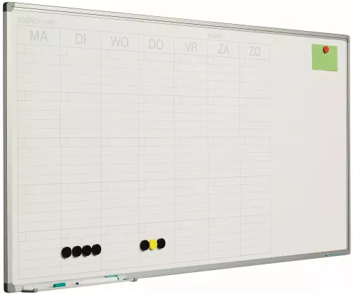 Whiteboard Deluxe Krause - Enamel steel - Weekly planner - Monthly planner - Yearly planner - Magnetic - White - Dutch - 60x120cm