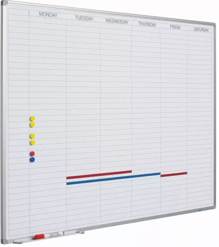 Whiteboard Deluxe Alice - Enamel steel - Weekly planner - Monthly planner - Yearly planner - Magnetic - White - Engish - 90x120cm