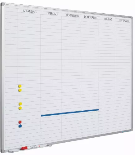 Whiteboard Deluxe Vincent - Enamel steel - Weekly planner - Monthly planner - Yearly planner - Magnetic - White - Dutch - 90x120cm