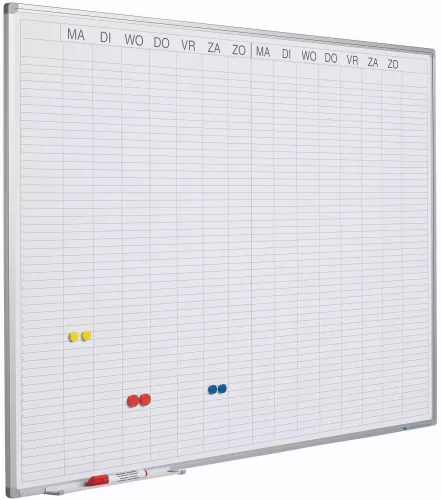 Whiteboard PRO Grimes - Enamel steel - Weekly planner - Monthly planner - Yearly planner - Magnetic - White - 90x120cm