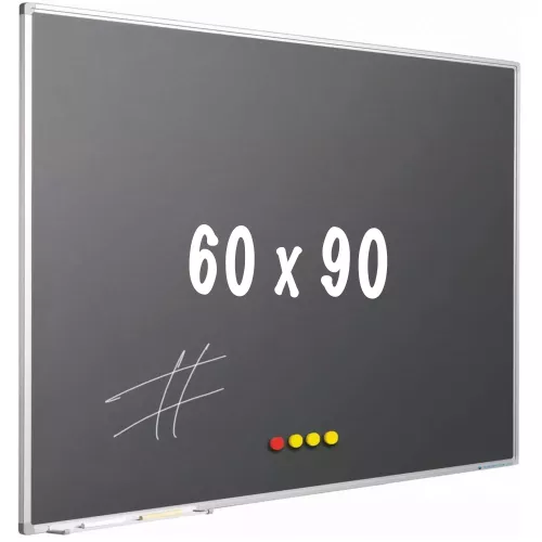 Krijtbord PRO Ahmed - Magnetisch - Schoolbord - Eenvoudige montage - Emaille staal - Grijs - 60x90cm