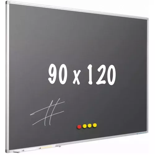 Chalkboard PRO Mata - Magnetic - Schoolboard - Easy assembly - Enamel steel - Grey - 90x120cm