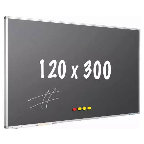 Chalkboard PRO Courtney - Magnetic - Schoolboard - Easy assembly - Enamel steel - Grey - 120x300cm