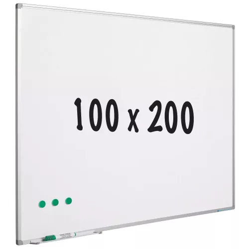 Whiteboard Leonard - Painted steel - Magnetic - White - 100x200cm