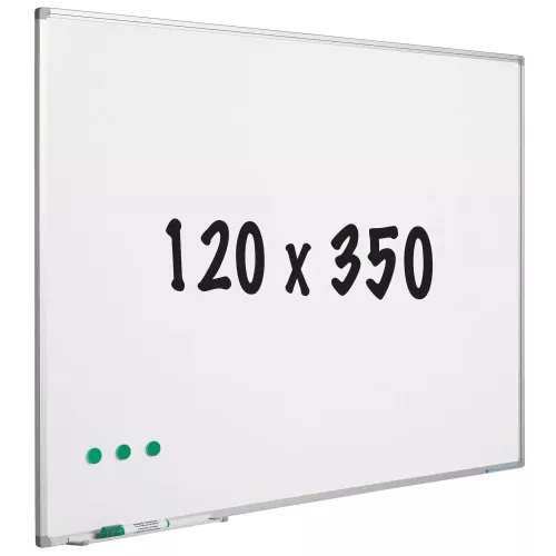 Whiteboard Kelley - Painted steel - Magnetic - White - 120x350cm