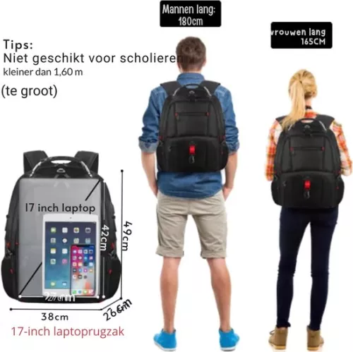 merkloos Laptop Backpack - Waterproof and Anti-Theft - Suitable for 17-Inch Laptop - For Work and School (8721085207499)